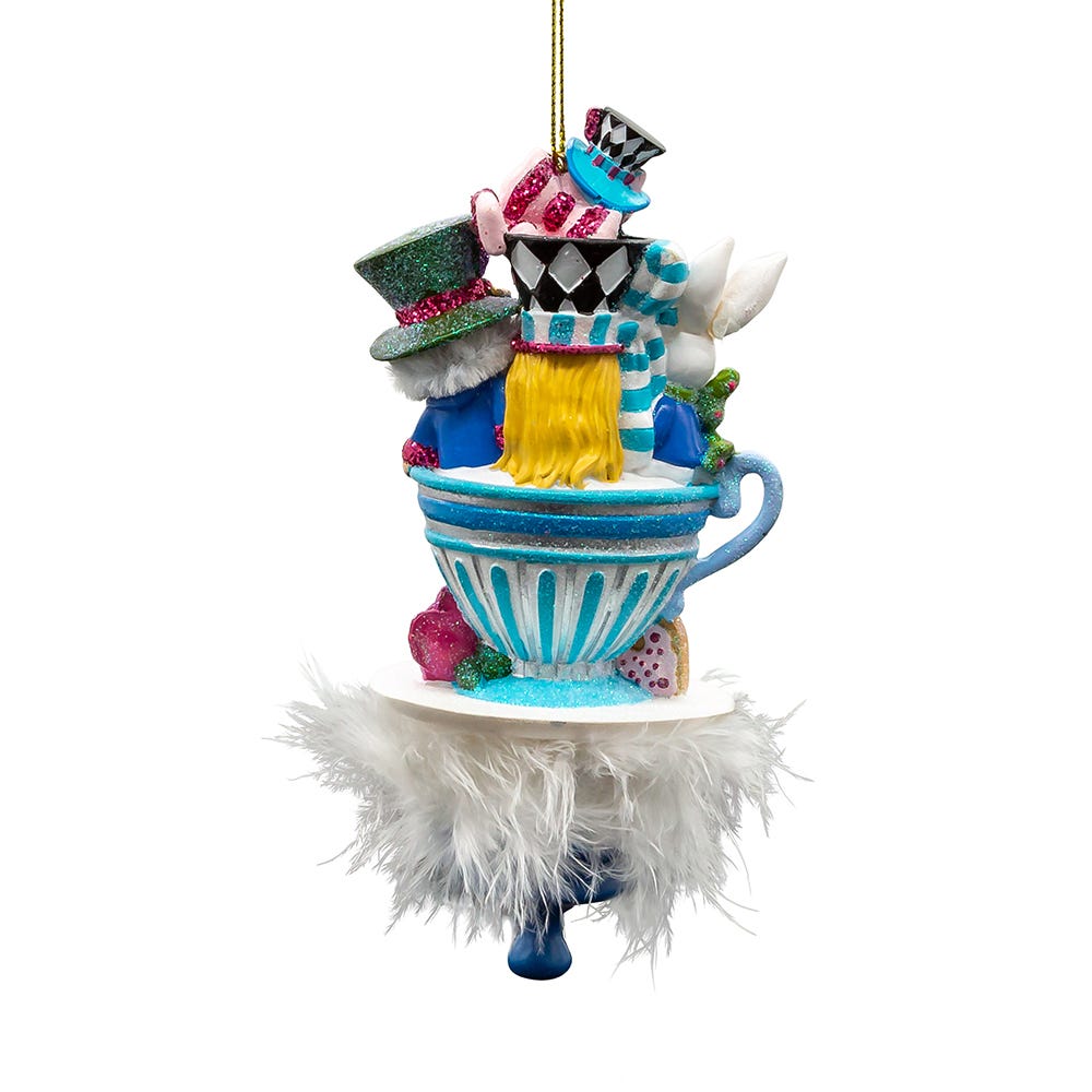 Kurt Adler 6.25-Inch Hollywood Hats Alice Tea party Ornament